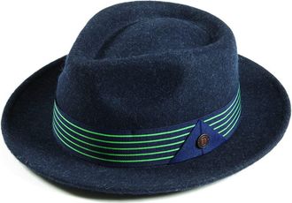 Dasmarca Mens Milange Wool Felt Wide Brim Fedora Hat - James Midnight M