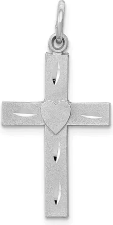 Diamond2Deal 14k White Gold Diamond-cut Latin Cross Charm