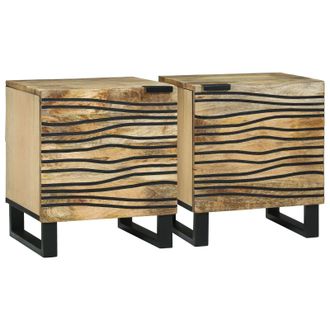 Berkfield Home Bedside Cabinets - 2 pcs, 40x33.5x46 cm, Solid Mango Wood in Beige | Size: 40x33.5x46 cm