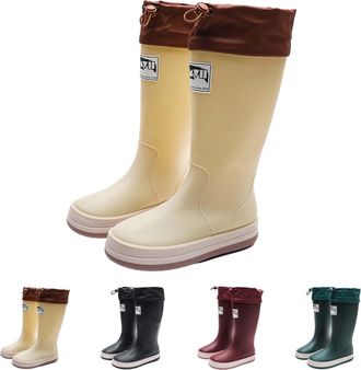 Generic Women Men Wellington Rain Boots Size 5.5, Wellies Slip On Knee High Rainboots Waterproof Garden Muck Boots, Durable Slip Resistant Tall Water Shoes wi