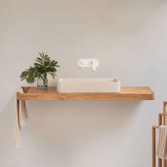 Sklum Conjunto De Mueble De Ba&ntilde;o 130x45 Cm Suspendido En Madera De Teca Neill Sklum