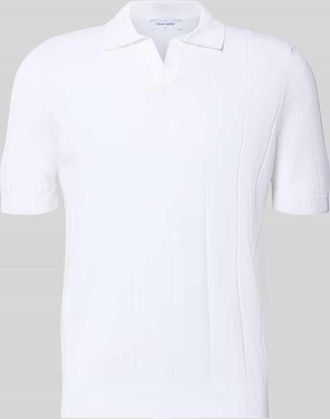 Gran Sasso Regular Fit Poloshirt mit breiter Rippe und V-Ausschnitt in Offwhite, Gr&ouml;&szlig;e 50