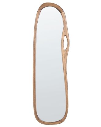 Beliani Specchio Da Parete Decorativo In Stile Scandinavo Con Cornice In Legno Di Paulonia Marrone Corbarieu