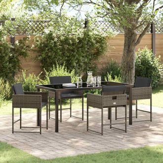 vidaXL Vidaxl - Conjunto De Comedor De Jard&iacute;n Con Coj&iacute;n 5 Pcs Gris Polirat&aacute;n