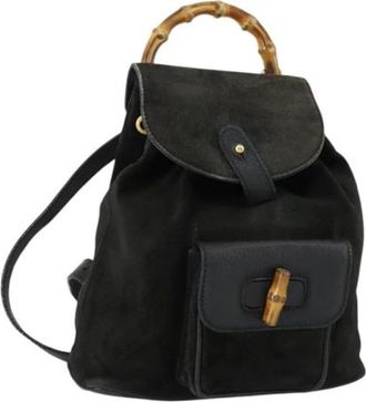 Gucci Pre-owned Lederen Rugzak - Dames - Vintage Rugzakken - Zwart - ONE Size - Leer - Vintage