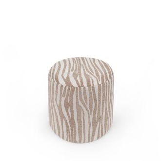 Koketto Home Puff redondo beige con estampado cebra