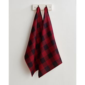 Solino Home Linen Kitchen Towels Set of 2, 16.5 x 26.5 Inch for Dining Table, Holiday and Everyday Table Decor - Buffalo Check in Red And Black at