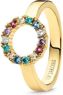 Sif Jakobs Jewellery Ring Biella Piccolo in 18K Gold Plated/white at Nordstrom, Size 8.5