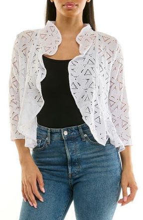 Nina Leonard Lace Three-Quarter Sleeve Bolero in White at Nordstrom Rack, Size X-Large