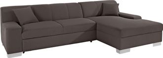 Domo Collection Ecksofa »Bero, elegant und zeitlos, flache Armlehnen, L-Form« fester Sitzkomfort, wahlweise mit Bettfunktion