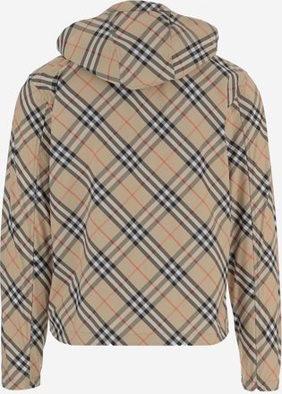 Burberry Mens Nylon Jacket With Check Pattern Polyester