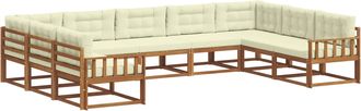 vidaXL Conjunto De Sof&aacute;s De Exterior 9 Uds. Natural Y Crema Vidaxl