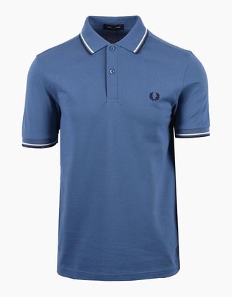 Fred Perry Mens FRED PERRY TWIN TIPPED POLO ACE BLUE/WHITE/TENNIS BLUE - Size: 46