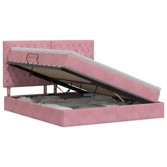 vidaXL Letto Con Contenitore E Materasso Rosa 180 X 200 Cm Velluto Vidaxl
