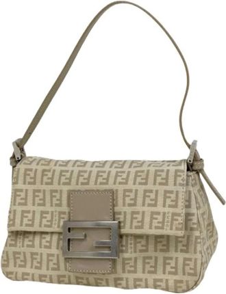 Fendi Pre-owned Shoulder Bags, female, Beige, Size: ONE SIZE Pre-owned Zucchino Shoulder Bag