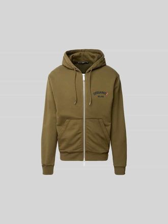 Dsquared2 Sweatjacke mit Rei&szlig;verschluss in Oliv, Gr&ouml;&szlig;e XXL