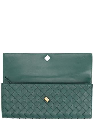 Bottega Veneta Womens Clutch Bag Andiamo Leather Green