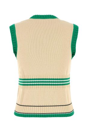 Valentino Garavani Womens Cream Cotton Vest Betullaemerald Exterior: Maglieria