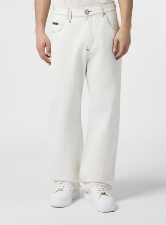 Philipp Plein Jeans ampi in denim distressed