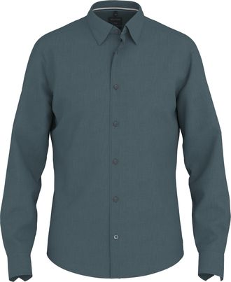 Olymp Leinenhemd OLYMP, Herren, Gr. 3XL, N-Gr, royal, Leinenmischung, Obermaterial: 100% Leinen, meliert, unifarben, regular fit normal, 1-Knopf-Manschette 