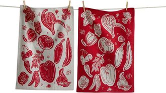 Tag Canyon Print Veggies Dishtowel S/2 Red Red Multi Cotton Everyday at Nordstrom