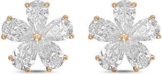 Diana M. Jewels 14kt Rose gold 2.00cts lab grown Pear shaped diamond flower cluster stud earrings