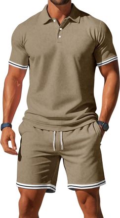 Generic Mens Summer Casual Polo Shirt and Shorts Set Short Sleeve 2 Piece ( 13, XL)