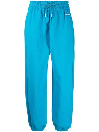 Off-white logo-embroidered cotton track pants - Blue