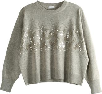 Brunello Cucinelli Trui verfraaid met pailletten - Grijs