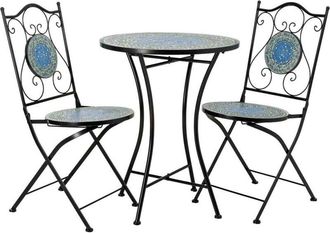Wanderlust Deco Conjunto De Mesa Y 2 Sillas De Metal Multicolor 60x60x75h Cm, 38x46x90h Cm