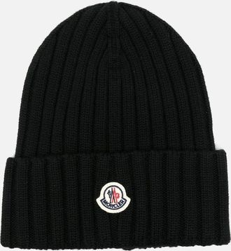 Moncler Womens Womens Archive Logo Beanie Black - Size: OS