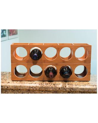 Lipper International Bamboo Stacking Wine Rack, 5 Bottle