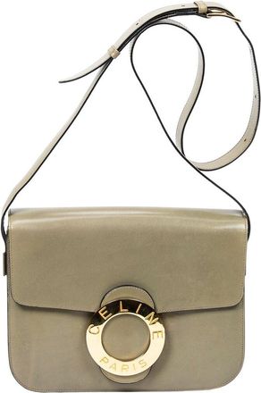 Celine Celine Green Smooth Calfskin Leather Circle Logo Flap Crossbody (Authentic Pre-Loved)