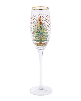 Spode Set Of 4 Christmas Tree Polka Dot Champagne Flutes