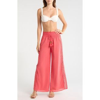 Elan Wide Leg Cover-Up Pants in Pink Bright at Nordstrom, Size X-Small