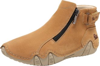 Generic Orthopedic Sneakers for Women Slip on Leather Boots Outdoor Comfy Arch Support Daily Walking Shoes Side Zipper High Top Loafer Ultralight Barefoot Ank