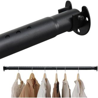 OEM Barra De Armario Ajustable De 40 A 212 Cm, Rieles Extensibles Para Colgar Ropa, Barra De Armario Resistente, Color Negro -crezuo