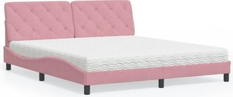 vidaXL Vidaxl - Cama Con Colch&oacute;n Terciopelo Rosa 180x200 Cm