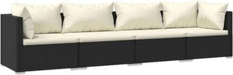 vidaXL Set De Muebles De Jard&iacute;n 4 Pzas Y Cojines Rat&aacute;n Sint&eacute;tico Negro Vidaxl