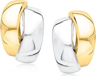 Ross-Simons 14kt 2-Tone Gold Curved Earrings