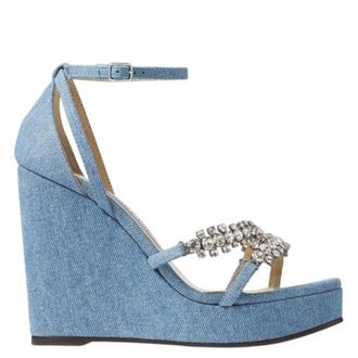 Jimmy Choo London Bing 120 Denim Wedges, Brand Size 34.5 ( US Size 4.5 )