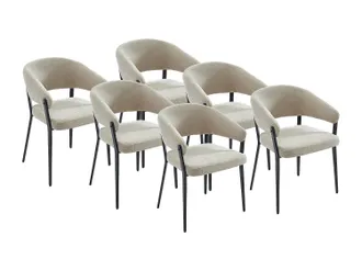 Vente-Unique Sedia Con Braccioli In Tessuto E Metallo Nero Beige - Lotto Di 6 - Avrela
