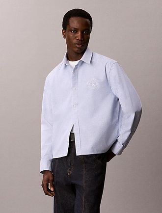 Calvin Klein Camisa A Rayas Estilo Oxford Holgada Cropped