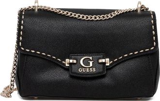 Guess Co Borsa a spalla in pelle con cuciture - Nero