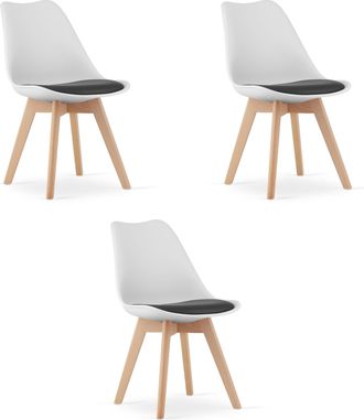 OEM Silla Mark En Blanco Y Negro / Patas Naturales X 3