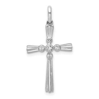 Diamond2Deal 14k White Gold 1/15 carat Diamond Cross Pendant