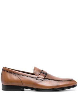 Tod's logo-plaque leather loafers - men - Leather/Leather/Rubber - 7 - Brown