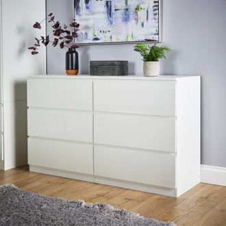 Home Source Industries Chest 4 / 6 Drawers Spacious Bedroom Storage Unit Modern Organiser in White