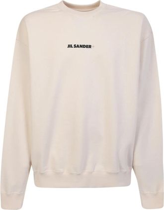 Jil Sander Beige Sweatshirt Minimalistisch Ontwerp Ronde Hals - Heren - Sweatshirts - Beige - L - Katoen - Hoodies & sweatvesten