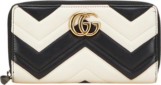 Gucci Black White Leather Long Wallet (Bi-Fold) (Pre-Owned)